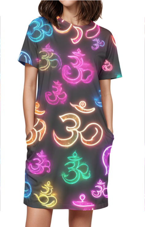 Om Neonic Divinity Tshirt Dress for Girl