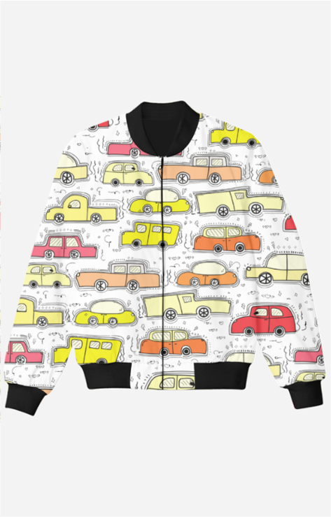 Unisex Funky Animated Car Bomber Jacket