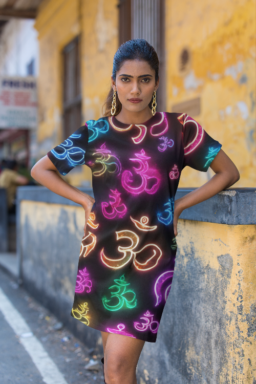 Om Neonic Divinity Tshirt Dress for Girl